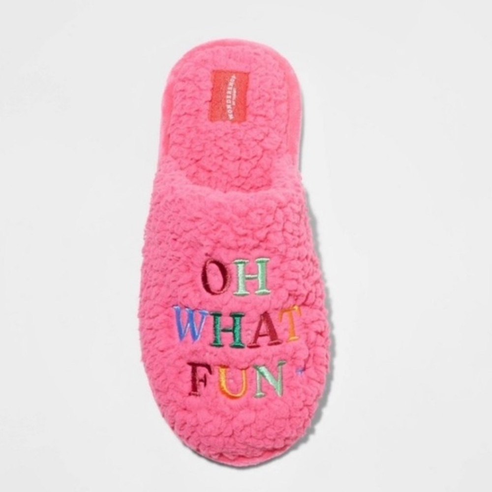 Wondershop Pink Oh What Fun Christmas Holiday Slippers